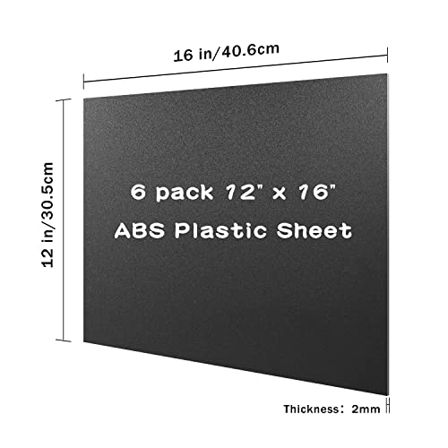 Image of Zuvas Black ABS Plastic Sheet 12 inch x 16 inch x 2mm 6 Pack, Flexible Than Plexiglass Sheet, Moldable Than Acrylic Sheet, DIY Materials for Home Decor, Handcrafts (Matte & Textured Finish)