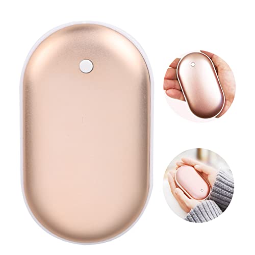 Mini Chauffe Mains Portable Coussin Chauffant Mobile Alimentation 2 en 1 USB Rechargeable Cobblestone Pocket réutilisable électrique d’Hiver (Gold)