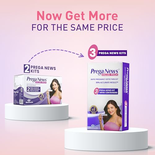Image of Prega News Value Pack One Step Urine HCG Pregnancy Test Kit Device - Pack of 3 Test Kits | 99% Accurate Results in 5 Mins| India's No 1 Pregnancy Kit x 2