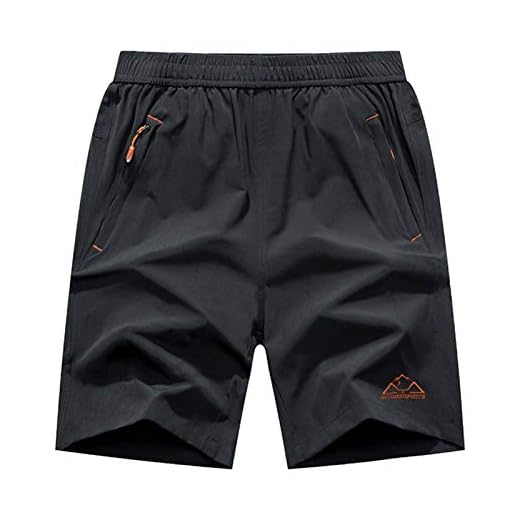 Rdruko Men's Quick Dry Hiking Shorts Lightweight Running Workout Gym Active Shorts with Zipper Pockets(Dark Grey, US M)