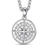 vicima Compass Pendant Necklace for Men Navigator Necklace with 24 Inch Stainless Steel Chain