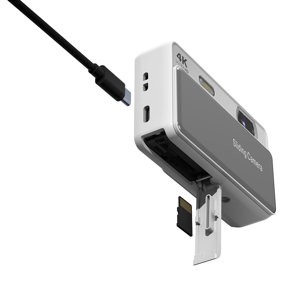 Fotocamera digitale da 64 MP, zoom 16x, fotocamera a scorrimento compatta con video 4K, schermo da 2,8 pollici, flash integrato per studenti