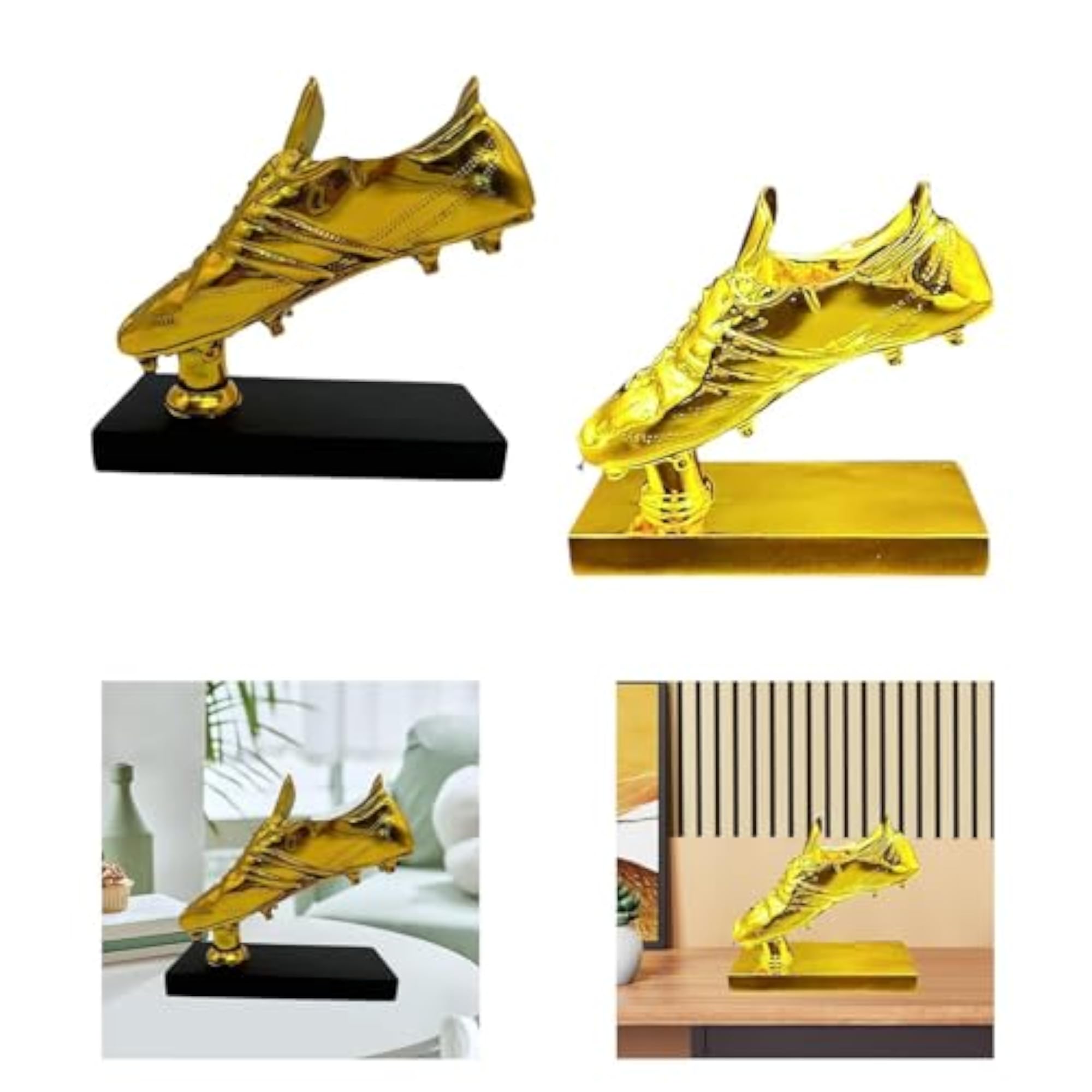 Golden Boot Soccer Trophy Statue for Office Home Decor