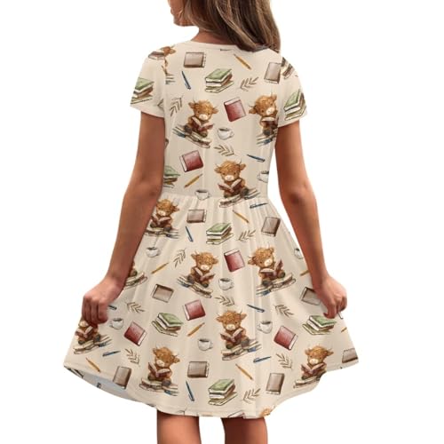 Image of Short Sleeve Dress for Girls with Pockets Cute Toddler Girl Clothes Summer 2-12