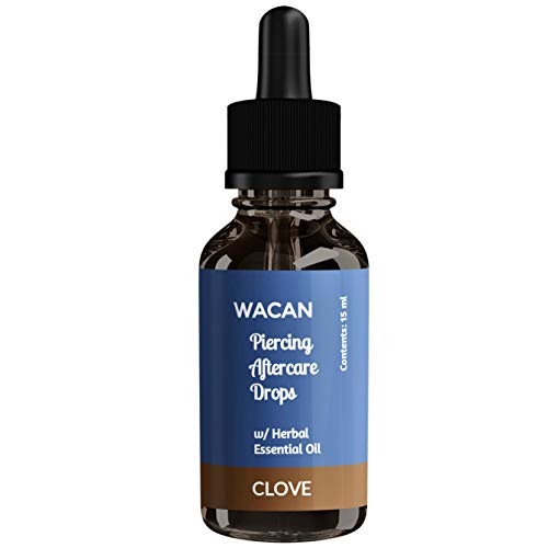 WACAN Piercing Aftercare Oil Solution and Bump Shrinking Treatment in DROPBOTTLE with All-natural Carrier Coconut Oil, Organic Herbal Essential Oil, Vitamins A, C, and E Keloid Remover. (CLOVE)