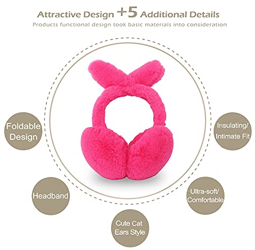 Simplicity Kids Bunny Earmuffs Cute Plush Winter Ear Warmers,Watermelon Red4