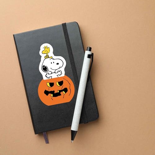 Image of Peanuts Snoopy in Pumpkin Adhesive Vinyl Decal - Fun Snoopy Sticker for Fall and Halloween Decor