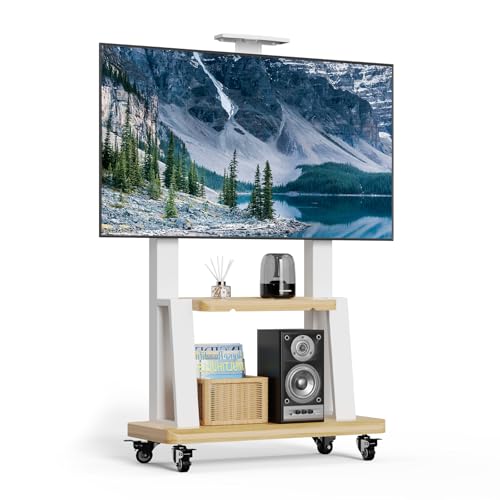 Mobile TV Stand Rolling TV Cart with Wheels for 32-75 Inch Flat/Curved Led/LCD/OLED Portable Floor...