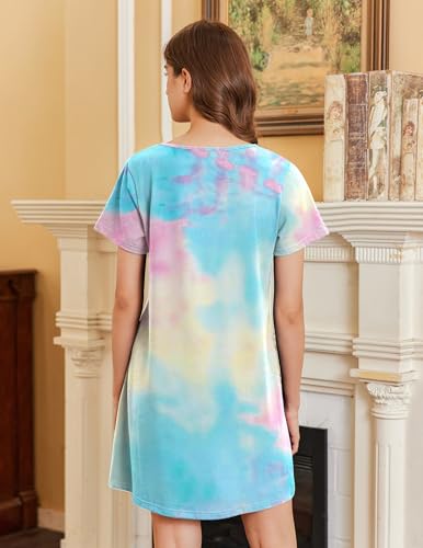 Image of Ekouaer Nightgowns for Women Cotton Sleepshirts Short Sleeve Nightshirt Tshirt Night Gown Casual Sleepdress Comfy Nightdress