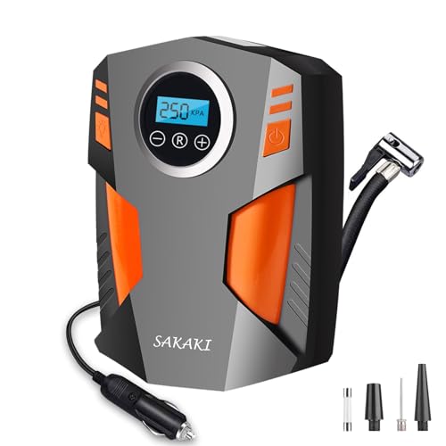 Image of Air Compressor Tire Inflator Portable 12V DC Digital Electric Car Air Pump 150 PSI, Preset Tire Pressure Auto Shutoff for Sedan SUV Tyres, Bicycles, Other Inflatables Orange