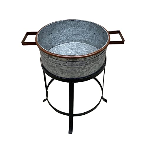 Rustic-Industrial-Tub-Planter-Set-with-Stand-Durable-Stylish-and-Space-Saving Rustic Industrial Tub Planter Set with Stand Durable Stylish and Space Saving