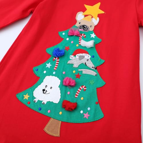 Image of Girls Cotton Long Sleeve Casual Cartoon Appliques Striped Jersey Dresses