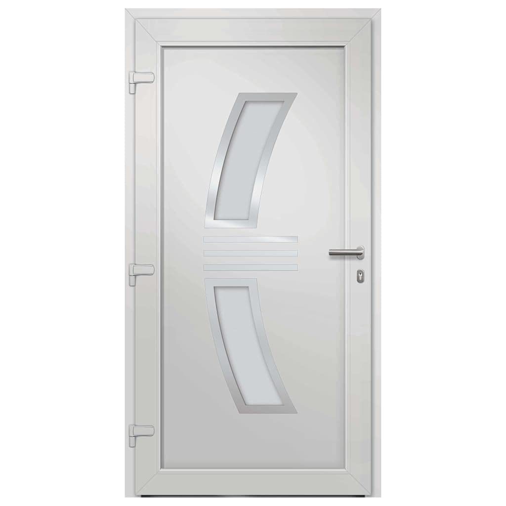 Gecheer Porta di Ingresso in PVC, Portoncino Esterno Blindato per Negozio, Balcone, Casa - Bianca 108x200 cm