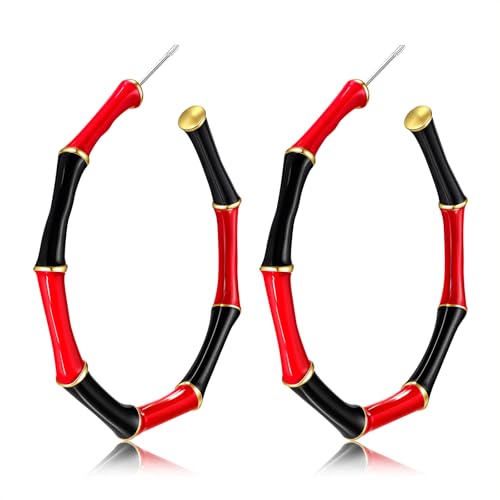 Bamboo Earrings Football Game Day Big Enamel Hoop Earrings Team Spirit Football Mom Hoops Stud Super Bowl Sports Jewelry Accessories