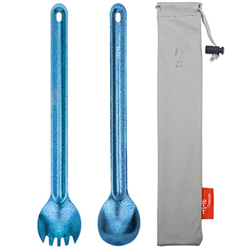 TiTo Titanium Long Handle Spork and Spoon Eco-Friendly Ultralight Portabale Flatware for Outdoor...