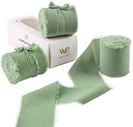 Waylipun Handmade Fringe Chiffon Ribbons, 3 Rolls 2" x 7Yd Total 21Yd Frayed Edge Fringe Smooth Ribbon for Wedding Invitations, Bridal Bouquets, Gifts Wrapping, DIY Crafts Decoration - Light Pink