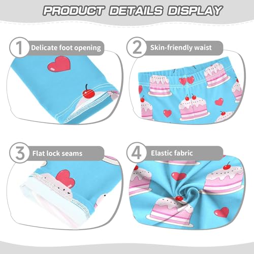 Cherry Cake Blue Girls Leggings Soft Stretch Workout Yoga Dance Pants for Kids Casual Tights3