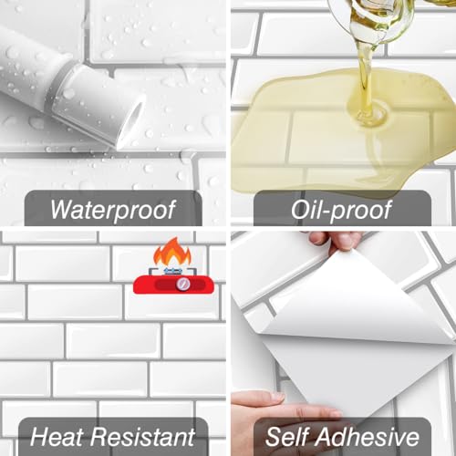 Livebor Peel and Stick Backsplash Wallpaper Kitchen Wallpaper 11.8inch x 78.7inch Tile Peel and Stick for Kitchen Countertop Tile Contact Paper Kitchen Wallpaper Waterproof Self Adhesive Wall Paper