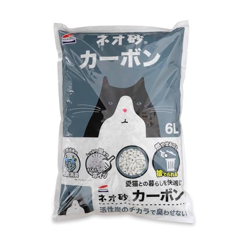 コーチョー 猫砂 ネオ砂 カーボン 活性炭 6L×8袋 固まる 燃やせるゴミ 6L/8フクロ