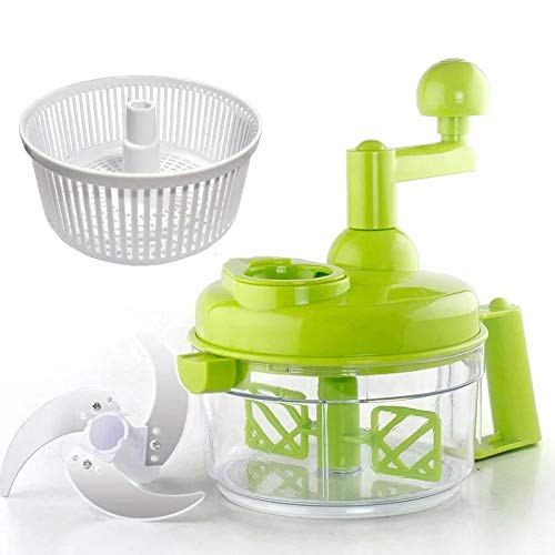 Multifunctional ginger garlic vegetable chopper with salad spinner veggie chopper food shredder lettuce chopper cutter slicer dicer hand chopper food processor with egg separator Green