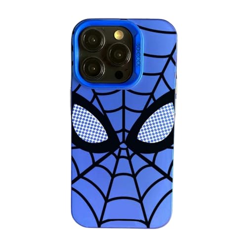 Generic Cool Black Anime Movies Spider Phone Case, Spider Web Phone Case for iPhone 11-15 series, Stylish Protective Cover for Teen Girls, Boys, Women, and Men (Blue, iPhone 15 Plus)