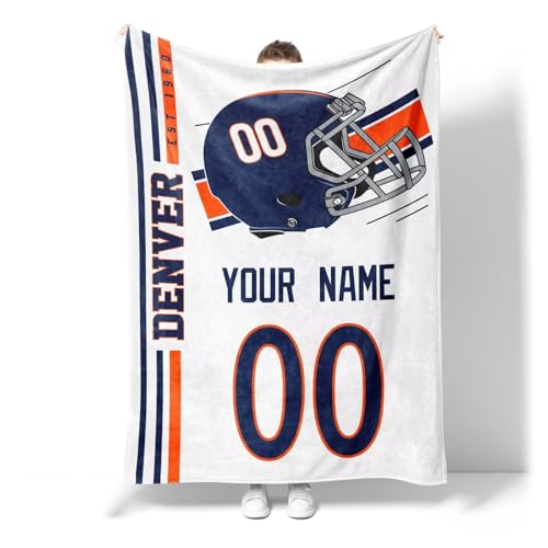 Image of Denver Throw Blanket Custom Name and Number Personalized Gifts for Men and Women