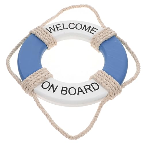 OUNONA ライフブイペンダント い ませ サイン 花瓶 プール サークル 木製救命浮き輪飾り 地中海の救命浮き輪の壁画 壁の救命浮き輪の装飾品 ライフリングウォールアート 壁掛け装飾