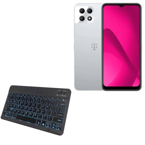 BoxWave Keyboard Compatible with T-Mobile REVVL 7 5G - SlimKeys Bluetooth Keyboard - with Backlight, Portable Slim LED 7 Colors - Jet Black
