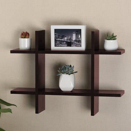 Dime Arts Shoppee Wall Mount Shelf Floating Wall Shelf Storage Racks MDF Engineer Wood Unit Racks and Shelves for Living Room (Brown)