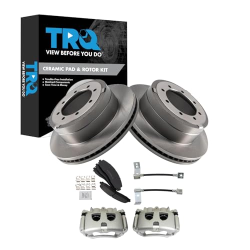 Image of TRQ Rear Brake Pad & Rotor Kit Ceramic Compatible with 2017-2021 Ford F-350 Super Duty