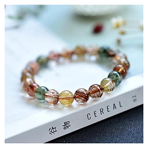 Bracelet en perles rondes de quartz rutilé cadeau mixte idéal 12mm