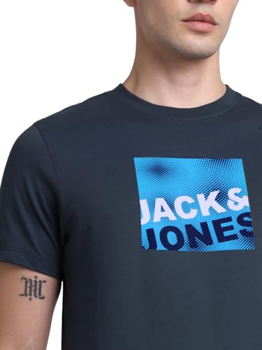 Image of JACK & JONES Men's Cotton Solid Slim Fit T-Shirt