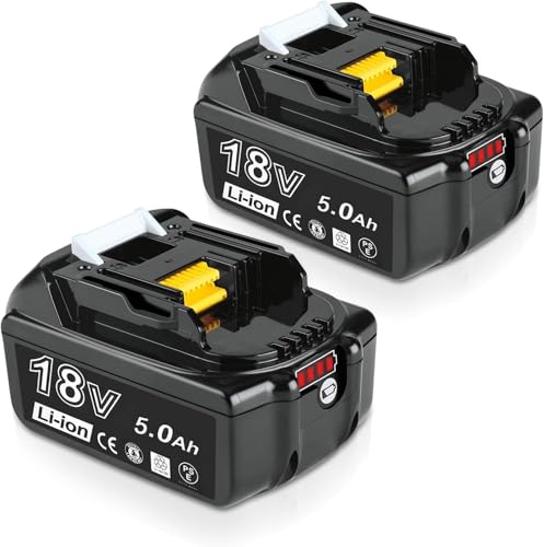 2 Stück 5000mAh Li-ion Akkus Ersatzakku für Makita Akku 18V BL1850 BL1860B, BL1850, BL1840, BL1830, BL1820B, BL1815 Kompatibilität für Makita Elektrowerkzeuge