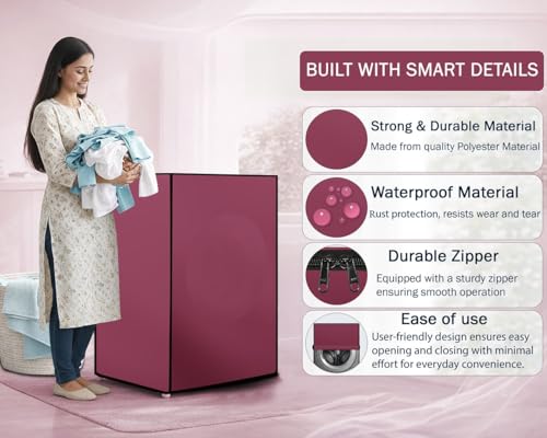 Image of Stylista Washing Machine Cover Compatible for IFB 6.5 Kg Fully-Automatic Front Loading Elena ZX Magenta Solid