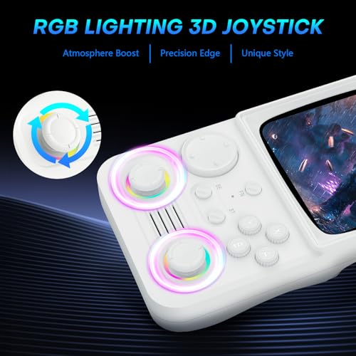 Image of R36TMAX Retro Handheld Game Console, Retro Gaming Console with 4.0 Inch 720x720 IPS Screen, Portable Handheld Linux System, 4000mAh Battery (Ivory White-128GB)