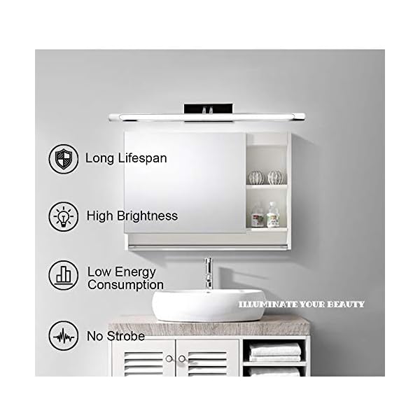 Bonlux LED Spiegelleuchte Badezimmer, Neutralweiß 4000K 8W 800lm Badleuchte, 430mm Schminklampe Badlampe IP45… – Bild 4