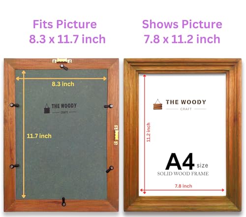Image of A4 Frame | Wall Photo Frame | Small Frames | Golden Wood Frames for Wall | Bright & Elegant Home Decor (A4, 8.3x11.7 inch, Golden)