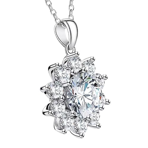 Jewelry for Wife Sunflower Moissanite Pendant Necklace for Women 1CT-3CT Wedding Anniversary Engagements Birthday Gifts for Her Daughter Girlfriend Mom on Christmas Valentines Mothers Day