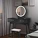 FUNKOCO Vanity Table Set with Lighted LED Touch Screen Dimming Round Mirror,Makeup Dressing Table with 2 Sliding Drawers, 1 Cushioned Stool for Bedroom, Bathroom (Black)