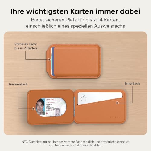 SATECHI MagSafe Kartenetui & Ständer, NFC, Bis zu 4 Karten, Orange – Ansicht 3