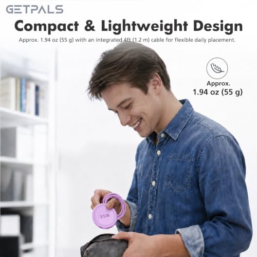 Image of 25W Magnetic Portable Fast Wireless Charging Pad for Apple iPhone Series | Compatible with iPhone 17 16 15 14 13 12 Pro Max, Google Pixel, Flat Slim for Travel Office Bedside, Light Violet - 2Pack