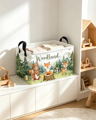 Image of Essme Rectangular Animal Basket,Kids Storage Bins Organizer with Handles for Girls Room Decor, Gift Basket,Shelf Basket.(Tree Animal)