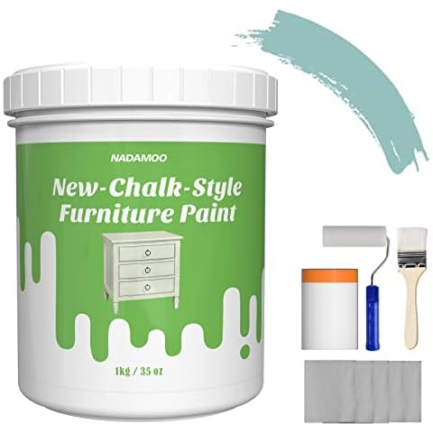 NADAMOO Chalk Paint for Furniture Light Greyed Teal,1kg Cover