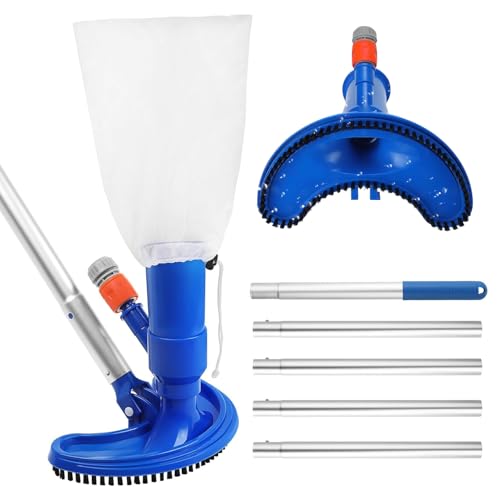 Ertisa Set di aspirapolvere per Piscina, 180cm palo Aspiratori Portatili per Piscina per Manutenzione della Piscine con spazzola, Kit di Pulizia per Piscine Spa Vasca Pulizia di foglie, sporco sabbia