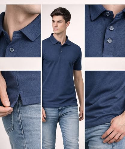 Image of AWG ALL WEATHER GEAR Men's Cotton Blend Polo T-Shirt | Plain Regular Fit | Soft Breathable Fabric | Casual & Formal Wear | Half Sleeve | Collared T-Shirt | Mens Tshirts | Tees for Man