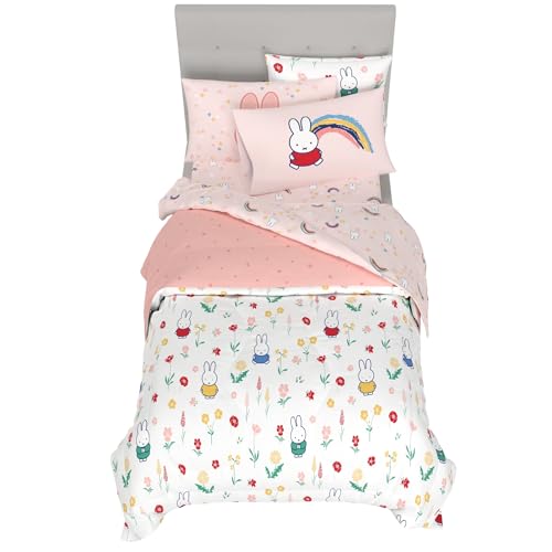 Image of Miffy Bedding 5 Piece Super Soft Cozy Reversible Comforter and Sheet Set with Sham, Twin, (Officially Licensed Product) by Franco