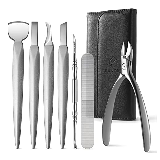 FERYES Pedicure Knife Ingrown Toenail Kit, 7 PCS Professional Pedicure Tool Toenail Grooming Kit, Top Notch Foot Blade, Super Sharp Toenail Clippers (Leather case included)