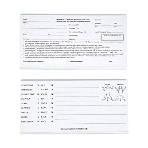 100 Dog Grooming Record/Contract Cards Cover
