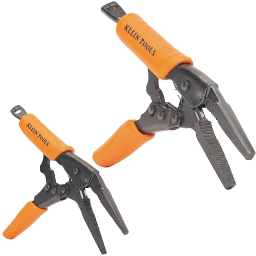 Klein Tools 38661 Locking Pliers Set Long Nose 6-Inch and 9-Inch with Quick Release Handles High Torque Ideal for Tight Spaces 2-Piece