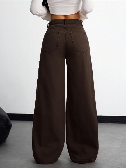 Image of TOPLOT Women's Jeans | High Rise Waist Design | Baggy Fit Style with Relaxed Silhouette | Trendy Look with Comfortable Wear | Easy Styling for Everyday Fashion | Casual, Streetwear (5204)